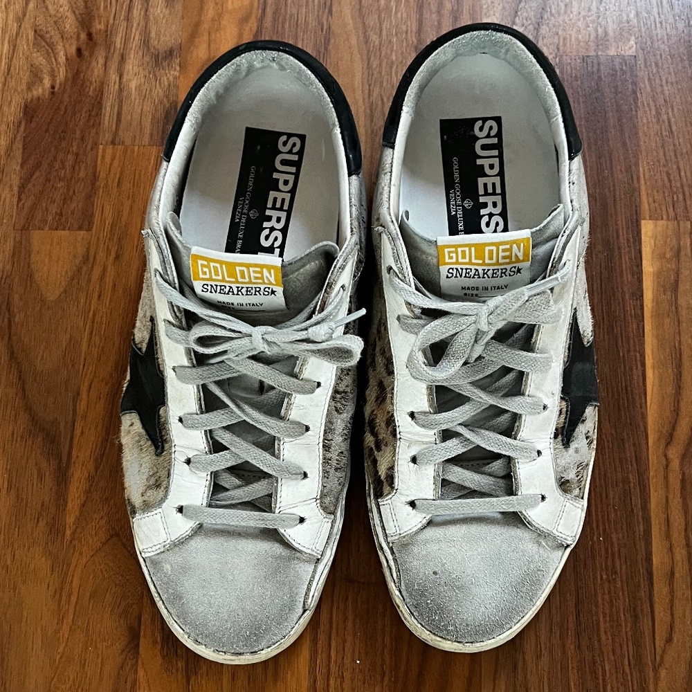Golden Goose Superstar Women's Size 39 Distressed Leopard Print